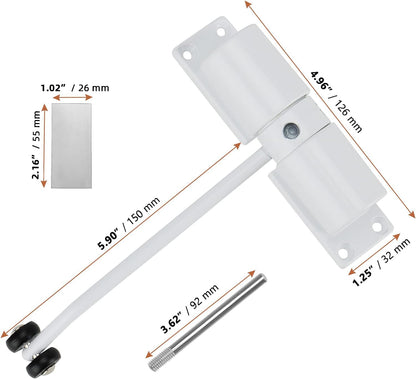 LEXININ 2 Pack 4-1/2 Inches Automatic Door Closer, Stainless Steel Diecast Construction Light-Duty Safety Spring Door Closer to Convert Hinged Doors to Self-Closing, White
