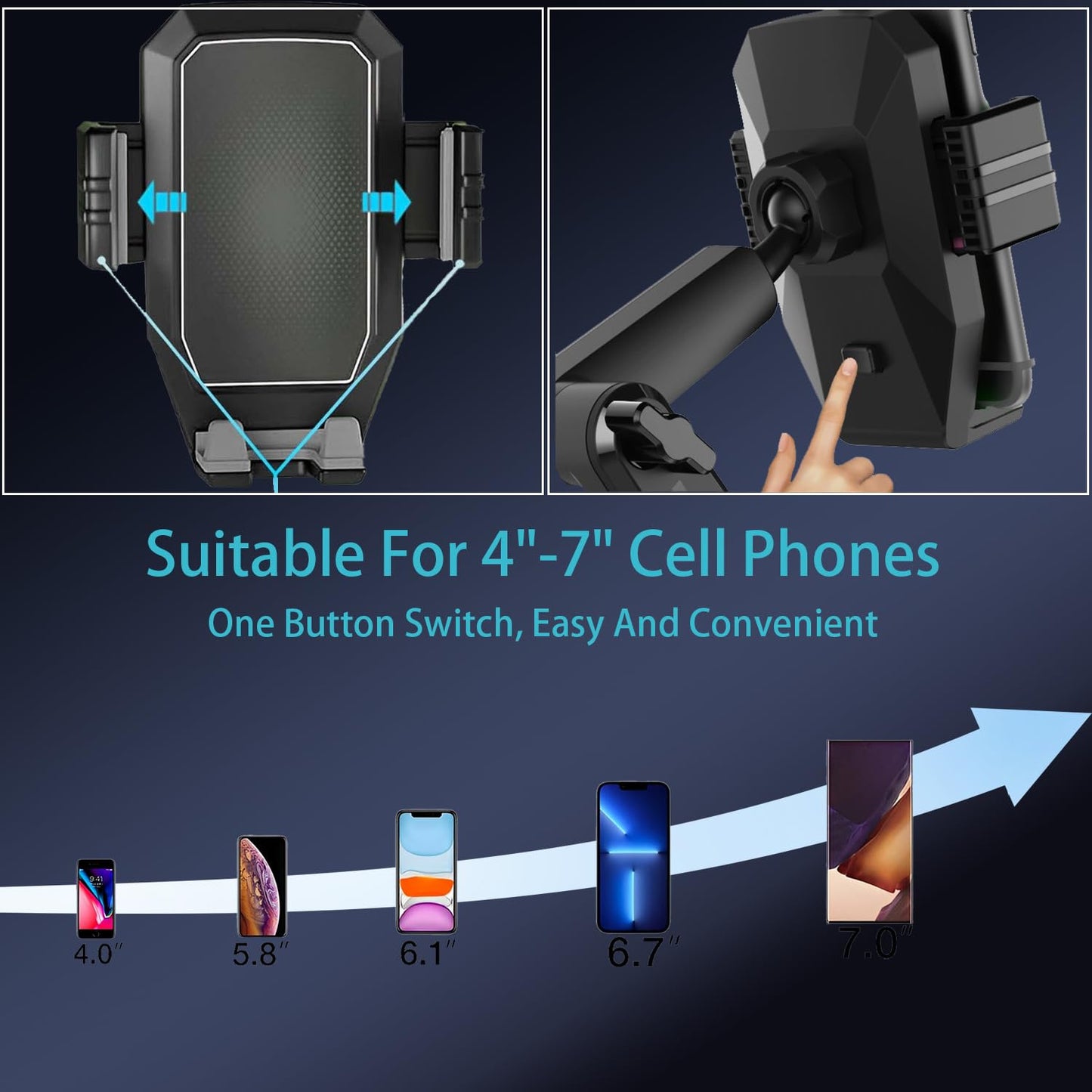Joinyou Truck Phone Holder Mount Heavy Duty Super Suction Cup, Cell Phone Holder for Truck Dashboard Windshield 16.9 inch Long Arm & Stable, Compatible with iPhone & Samsung, Gray, Big Rig Truck