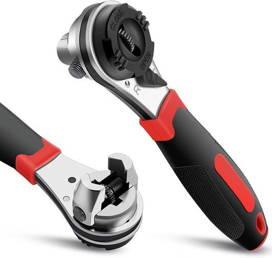 TrumLandy Adjustable Ratchet Wrench, Ratchet Wrench for 6-22mm Screws, High Torque Corrosion Resistance Ratcheting Socket Wrench Works with Multiple Fasteners with Non-Slip Handle