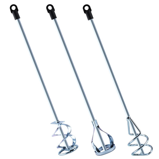 Patioer Paint Mixer Set for Drill, Epoxy Resin Mud Cement Paint Stirrer for 1-5 Gallon Buckets, 15 3/4" Length 5/16" Hex Shaft Zinc Plated Steel Mixer, 3PCS