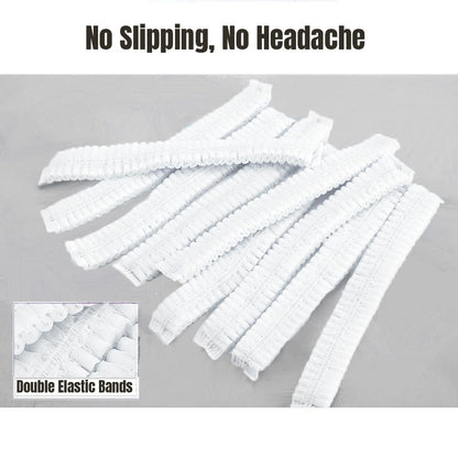 200 Pcs Disposable Hair Nets Food Service Hairnets Kitchen Hair Bun Bouffant Caps Filet Cheveux Non-Woven Elastic White Polypropylene Protective Shower Caps Massage Labs Salon 21"