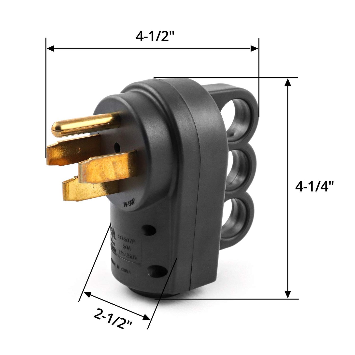 QWORK Nema 14-50P 50 Amp Male RV Replacement Plug, 125/250V Power Assembly Plug with Handle for Camper Trailer