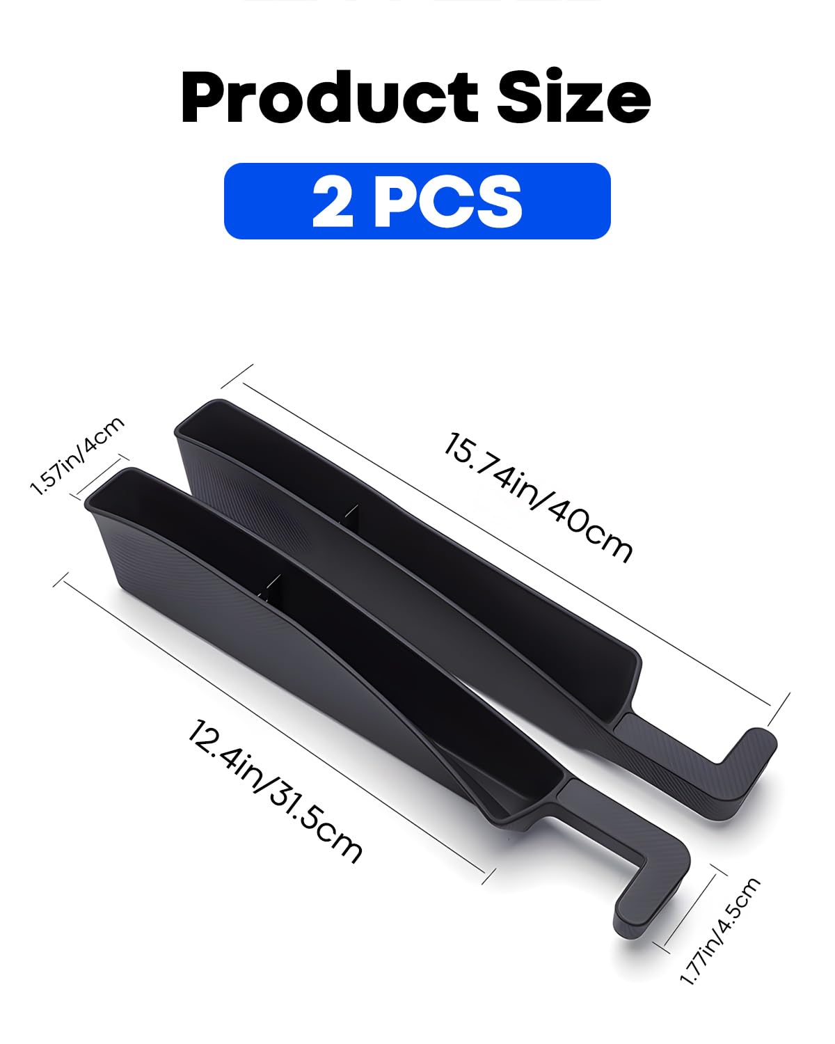 2 Pcs Seat Gap Filler Organizer, Car Gap Filler with 2 Storage Areas, Fit for All Vehicles, Prevents Phones Keys Cards and Chargers Falling Into Car Seat Gap (Black)