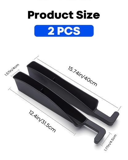 2 Pcs Seat Gap Filler Organizer, Car Gap Filler with 2 Storage Areas, Fit for All Vehicles, Prevents Phones Keys Cards and Chargers Falling Into Car Seat Gap (Black)