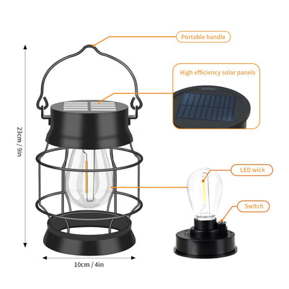 Solar Lantern Outdoor,Solar Lights Outdoor Waterproof Garden Lights,2 Pack Metal Hanging Lanterns Outdoor White LED Lighting for Yard Patio Pathway Garden Decorations