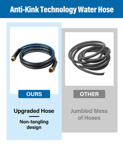 Short Garden Lead-in Hose 6ft X 5/8" Female to Female, 6 Feet Flexible Leader Water Hose with Swivel Handle, Heavy Duty Small Garden Water Hose for Outdoor Indoor