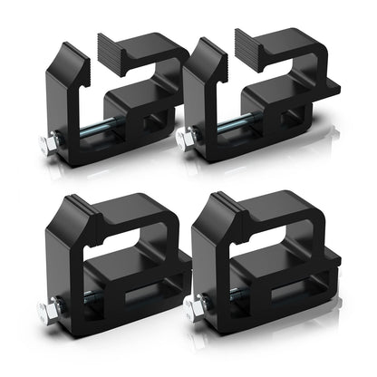 Cholila Cover 4 Pack Premium Aluminum Truck Topper Clamps, Black, Compatible with Chevy Silverado Sierra 1500 2500 3500, Dodge Dakota Ram 1500 2500 3500, F150 F250