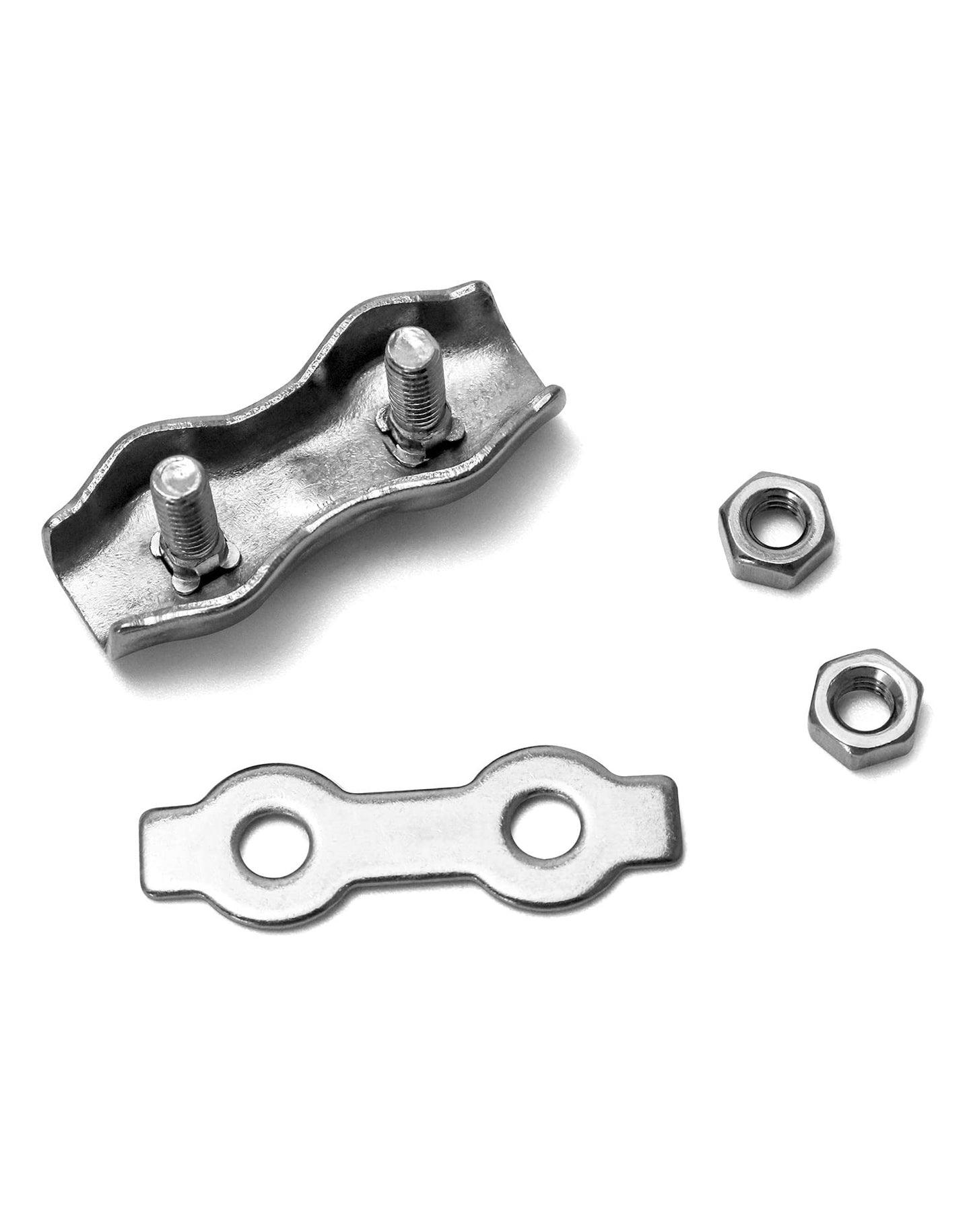 QWORK Cable Clamp, 50 Pcs M3 Stainless Steel Duplex 2 Post Wire Rope Clamps for 1/16" - 1/8" Diameter Wire Rope