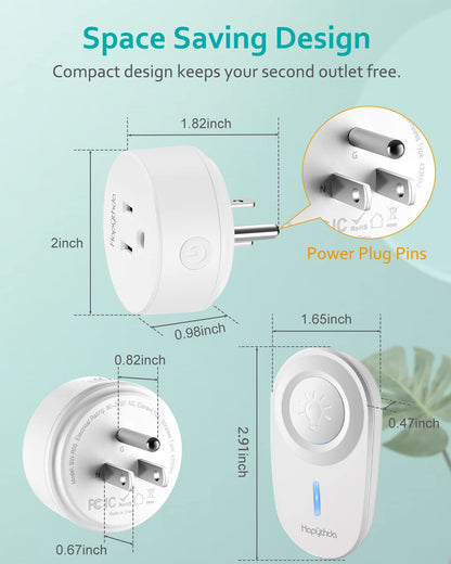 HAPYTHDA Remote Control Outlet,15A/1500W, 500 Feet RF Range Remote Light Switches Kit, No Wiring Needed Wireless Remote Outlet for Light, Small Electrical Appliance, with Anti-Surge 4000V