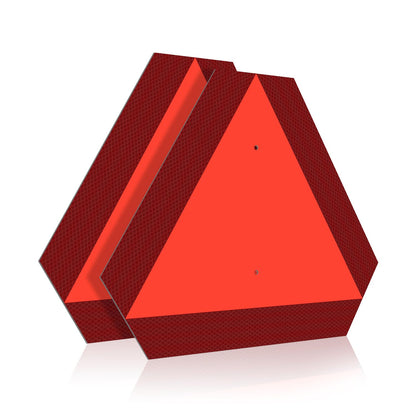 Faittoo Slow Moving Vehicle Sign, 2-Pack 14"x16" Reflective Triangle Sign, Engineering Grade Aluminum, Weather & Fade Resistant for Golf Carts, Farm Equipment Safety