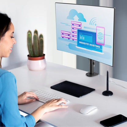 Bracwiser Single Fully Adjustable Monitor Arm Stand Mount Fits One Screen 13-32 inch 22lbs for Monitor Computer Screen 13 15 17 19 20 22 23 24 26 27 30 32 inch VESA 75 100 (MD7401)