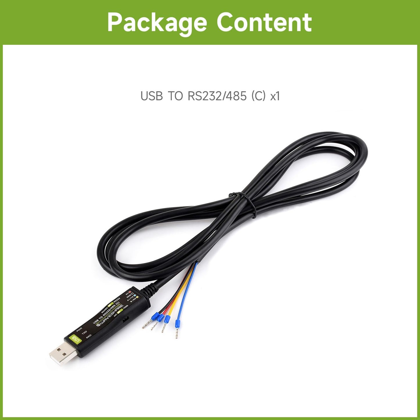 Waveshare USB to RS232/485 Serial Cable, Original FT232RNL Chip, Onboard Power and Signal Indicators, Multi-OS Compatible & Multi-Device Applicable
