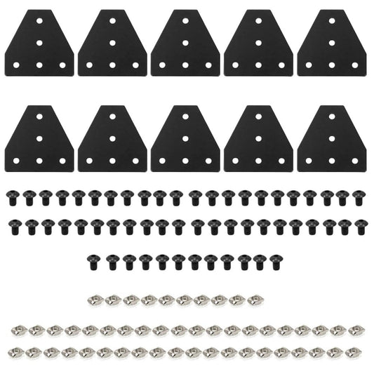 SeekLiny 2020 Aluminum Extrusion Connector Bracket Set Included 10PCS Joint Plates,50Pcs M5 T-Slot Nuts and 50Pcs M5x8mm Hex Socket Cap Screw for 2020 Series Aluminum Profile 3D Printer Frame