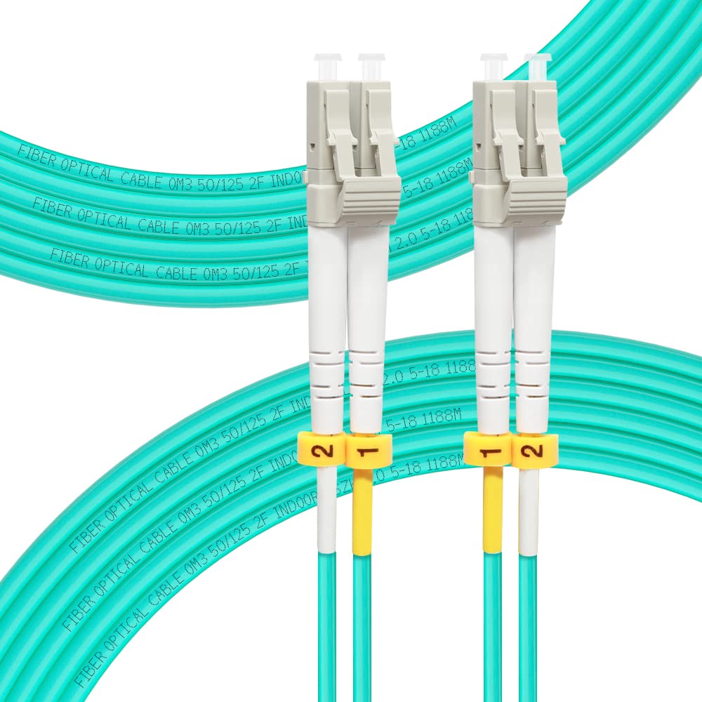 FLYPROFiber- OM3 Fiber LC to LC, 10M Multimode Fiber Optic Cable Cord Length Options: 0.2m-100m, 10GB Duplex LSZH-10Meter(33ft)