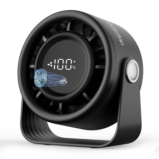 Gaiatop Small Desk Fan Rechargeable, Quiet Personal Table Fan, Touch Control Display, 360° Tilt, 5-Speed Strong Wind, 4000mAh Battery, Small Fans for Bedroom Dorm Office, Gifts for Women Men, Black