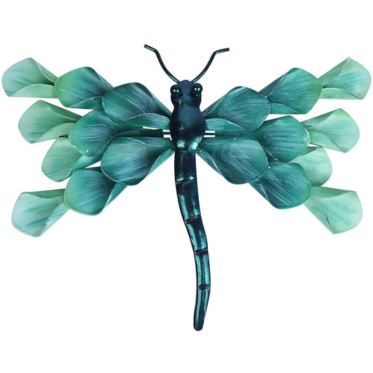 Garden Fence Outdoor Wall Art, Outdoor Wall Decoration, Outdoor Art Decoration Dragonfly, Metal Dragonfly Wall Decoration, Suitable for Living Room, Bedroom, Yard and Porch (cyan)