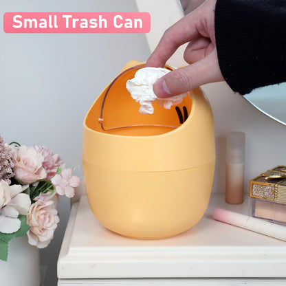 Witwatia 4 Pcs Small Trash Can with Swing Lid, Cute Bear Removable Desktop Trash Can 6 Garbage Bags, Plastic Wastebasket Garbage Bin for Home, Office, Kitchen, Vanity Tabletop, Bedroom, Bathroom