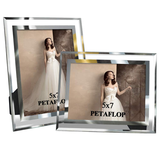 PETAFLOP Glass Picture Frames 5x7 Perfect for Family Office Table Decorations, Set of 2