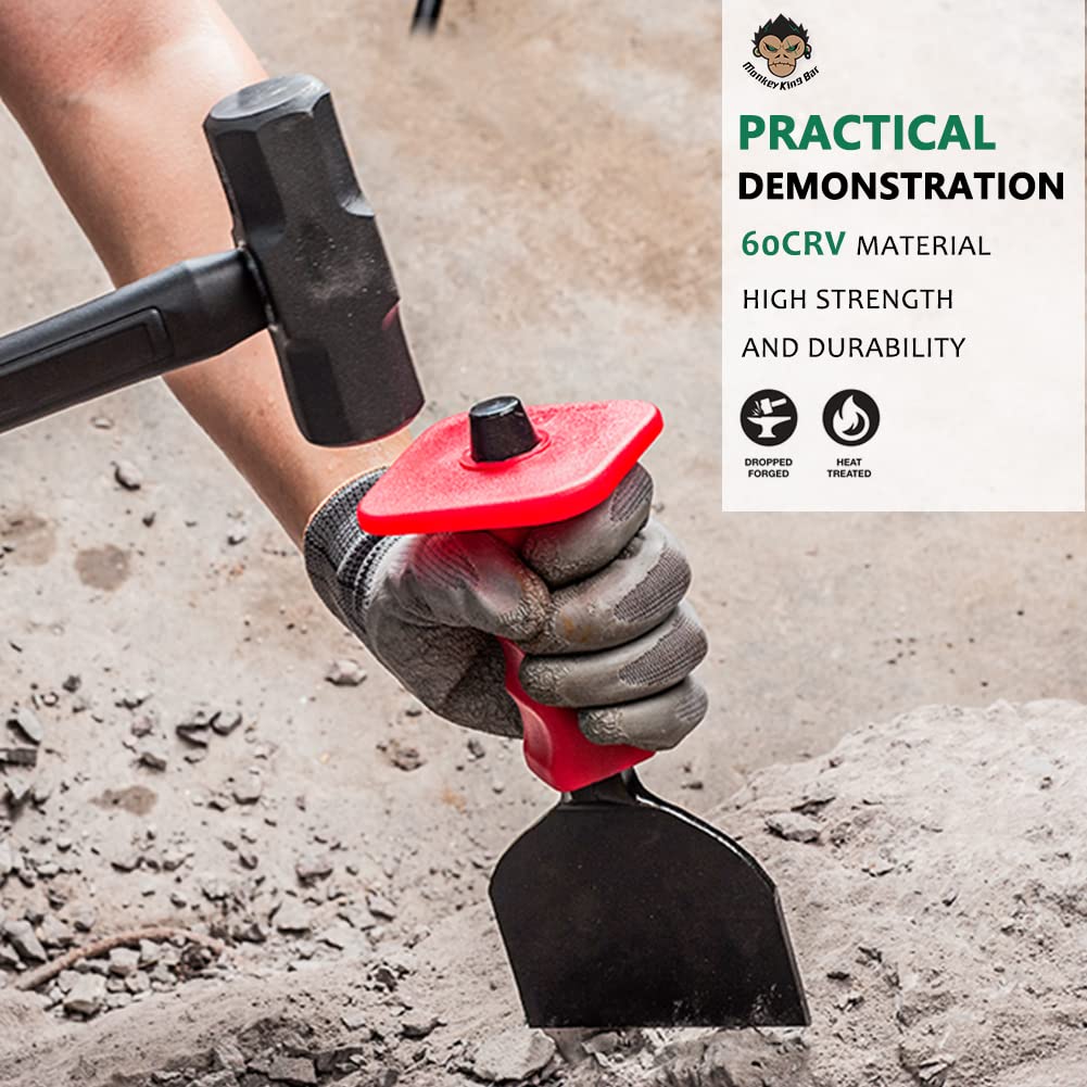 Monkey King Bar-8.9IN by 3.9IN Width Flat Masons Chisel/Demolishing/Masonry/Carving/Concrete Breaker Chisels with Hand Guard with Hand Guard