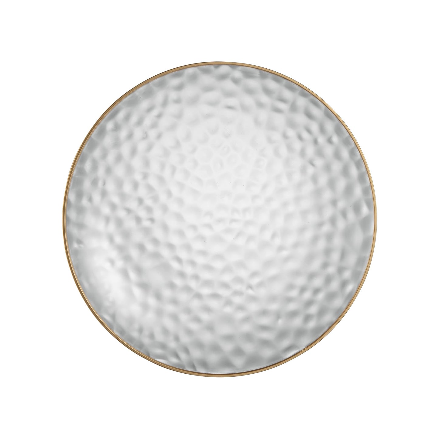 PLASTICPRO 30 Pack Hammered Plastic Plates Heavyweight Disposable Plastic Plates Elegant Clear Hammered Rim Platsic Party Dishes (Hamered Clear With Gold Rim, 7'' INCH PLATES)