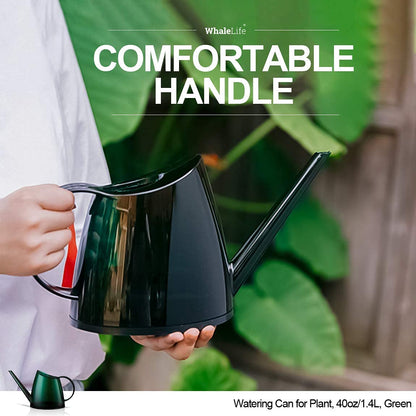 WhaleLife Indoor Watering Can for House Bonsai Plants Garden Flower Long Spout 40oz 1.4L 1/3 Gallon Small Modern (Green)