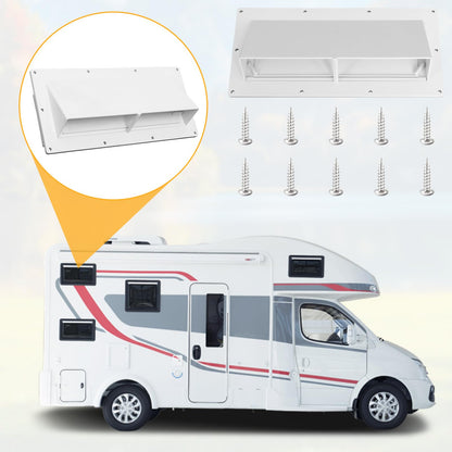 RV Range Hood Vent Cover, RV Stove Exhaust Vent Cover Replacement with Screen & Damper, Waterproof Exterior Vent for Camper Trailer Motorhome, Includes 10Pcs Screws, White