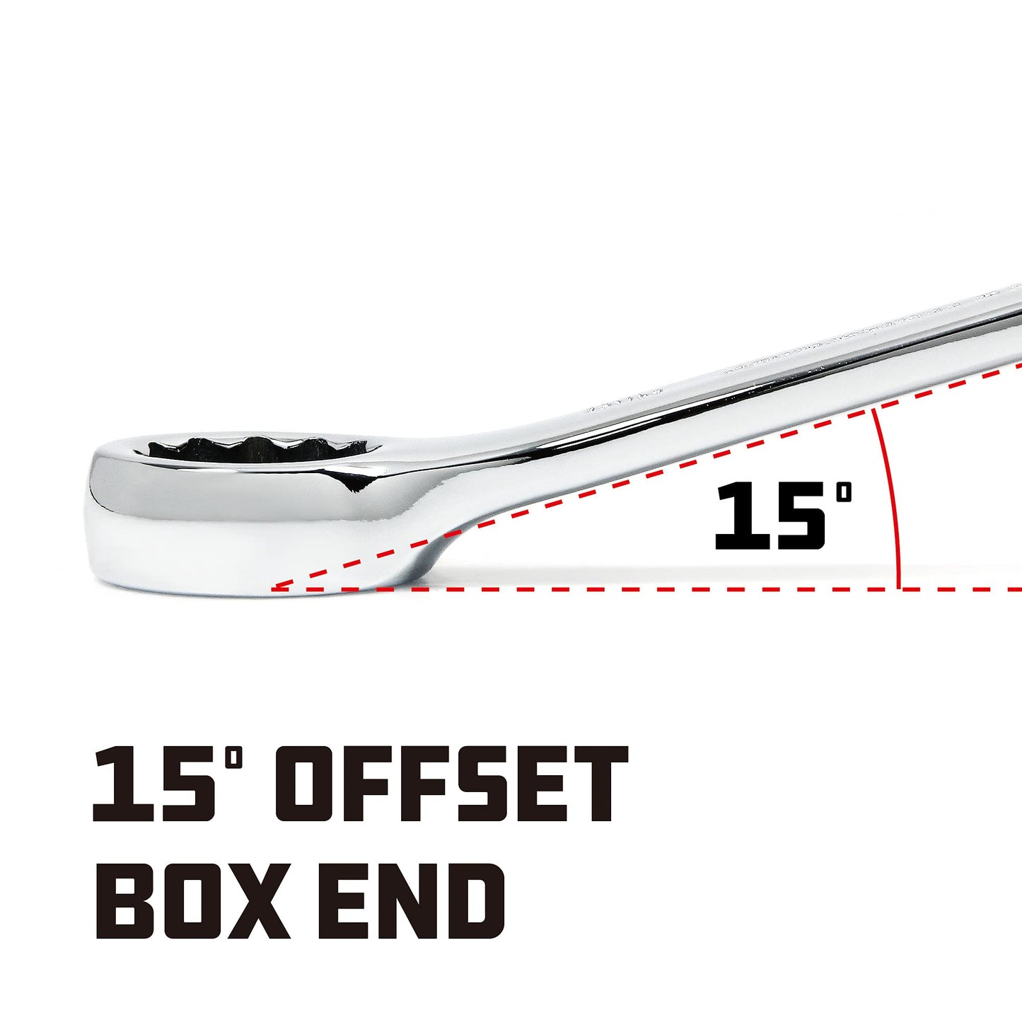 Powerbuilt SAE 1-1/8 Inch Combination Wrench, 12 Point Double Ended Box and Open End, 15 Degree Offset - 644154