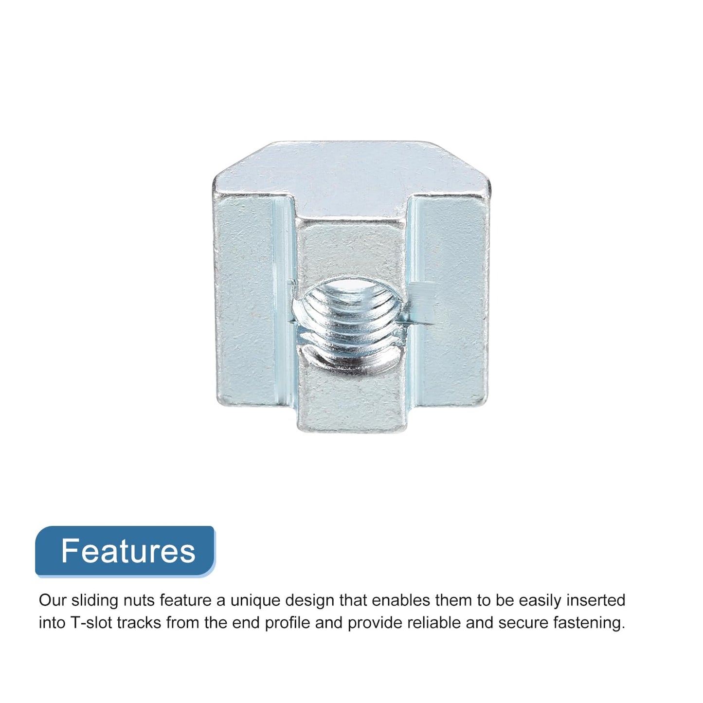 uxcell T Nuts, 30pcs - Nickel Plated Carbon Steel T Slot Bolts, 4040 Series M8 Hammer Head Fastener, Sliding T Nuts for Aluminum Extrusion Profile (Silver)