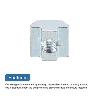 uxcell T Nuts, 30pcs - Nickel Plated Carbon Steel T Slot Bolts, 4040 Series M8 Hammer Head Fastener, Sliding T Nuts for Aluminum Extrusion Profile (Silver)