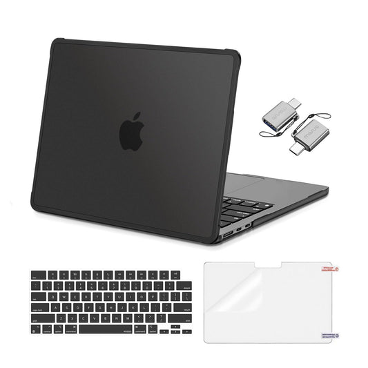 MOSISO Compatible with MacBook Air 13 inch Case M5 M4 M3 M2 2026-2022 A3449 A3240 A3113 A2681,Protective Hard Case&Keyboard Skin&Screen Film&Type C with TPU Bumper for MacBook Air 13.6, Black