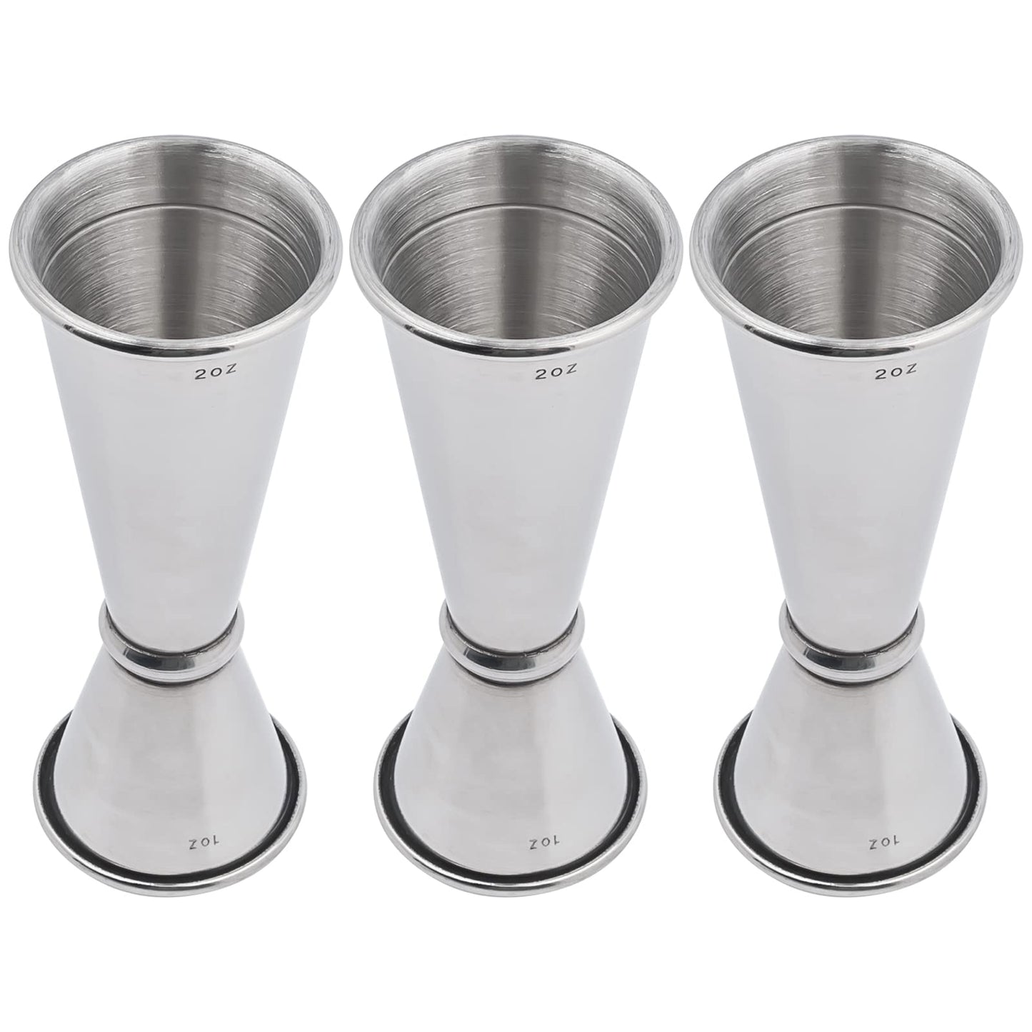 KisSealed 3 Pcs Double Cocktail Jigger for Bartending,Food-Grade Stainless Steel Bar Measuring Jiggers Japanese-Style, 0.5 Oz to 2 Oz Alcohol Measuring Tools Silver Jiggers Shot Pourer Measuring Tool