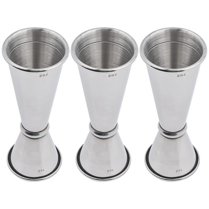 KisSealed 3 Pcs Double Cocktail Jigger for Bartending,Food-Grade Stainless Steel Bar Measuring Jiggers Japanese-Style, 0.5 Oz to 2 Oz Alcohol Measuring Tools Silver Jiggers Shot Pourer Measuring Tool