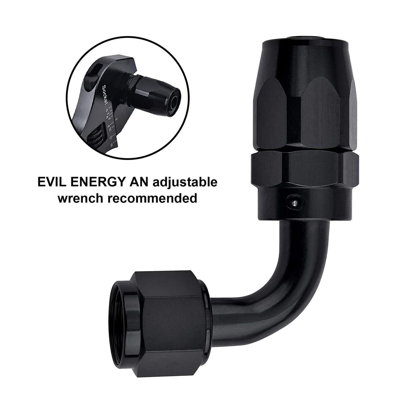 EVIL ENERGY 6AN Hose End Fitting 90 Degree Swivel for CPE Braided Hose Black 2PCS