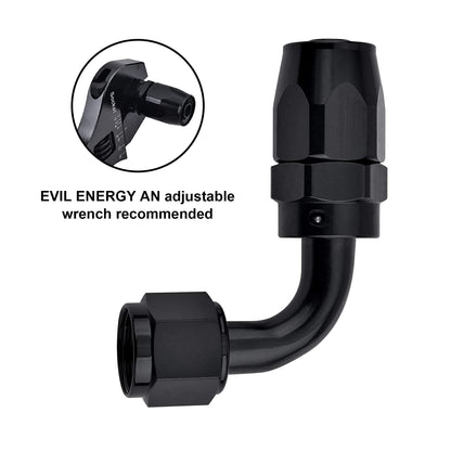 EVIL ENERGY 6AN Hose End Fitting 90 Degree Swivel for CPE Braided Hose Black 2PCS
