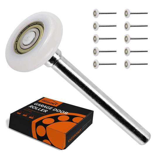 OZHOMY 10pcs Garage Door Rollers Wheel 6200ZZ Bearing Ultra Quiet Nylon Door Rollers, 4" stem, Rotate Quiet and Durable, Reuse More Than 155,000 Cycles
