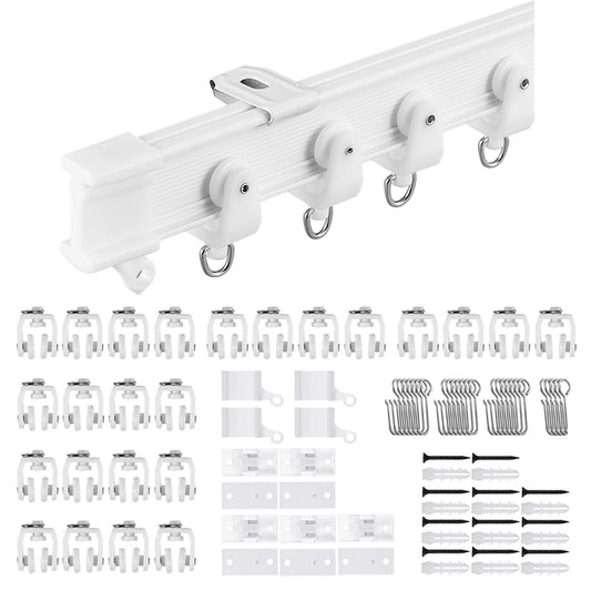 Flexible Ceiling Curtain Track | 3 Meters Curved Curtain Rail with Mute Rollers | Bendable Mount for Shower/Bay Window/RV Curtain/Room Divider