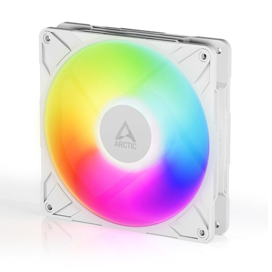 Arctic P14 Pro A-RGB (White) - Powerful Premium Fan, 140 mm PWM Fan with Y-Cable Splitte, 400-2500 RPM, 0 RPM <5% PWM, 5V Digital RGB, Fluid Dynamic Bearing - White