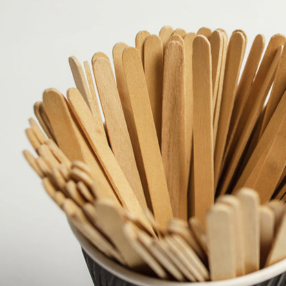 Eco Pack 1000Pcs Compostable Birch Wood Coffee Stir Sticks 7” Large Eco-Friendly Hot Drink Disposable Biodegradable Round End Coffee Bar Stirrers Recyclable Eco-Friendly Beverage Tea Sticks
