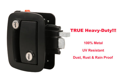 PEAKTOW PTS0007 Heavy Duty Zinc Alloy RV Camper Trailer Motorhome Entry Door Lock with Paddle Deadbolt Four Keys (Black)