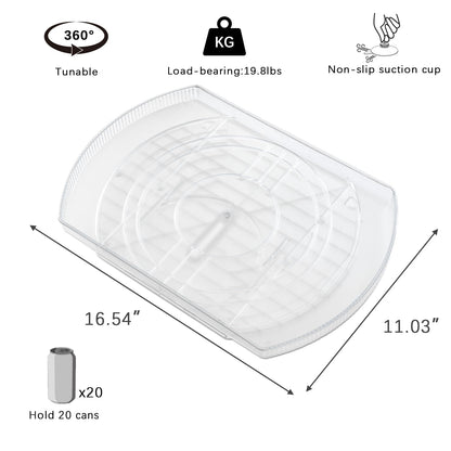 Lazy Susan Turntable Organizer for Refrigerator, 360° Rotate Fridge Organizers and Storage, 16.54 Inches Square Lazy Susan Organizer for Cabinet, Pantry, Kitchen, Countertop