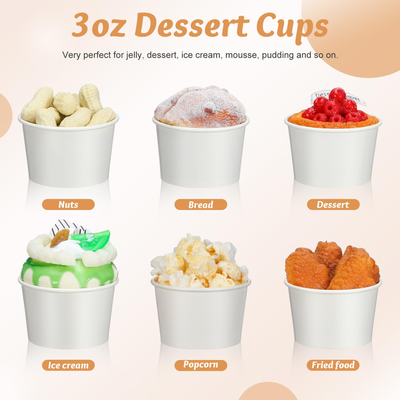 Hemobllo Disposable Dessert Cups with Lids 3Oz Paper Ice Cream Cups for Snacks Yogurt Pudding and Cold Treats 100 Pack Compact Size for Parties and Outdoor Use