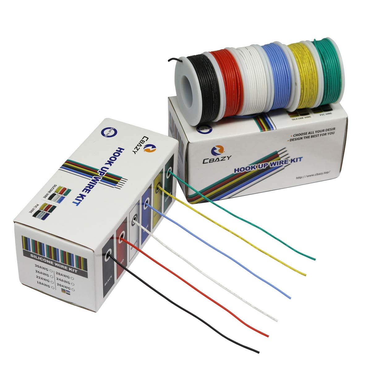 CBAZY™ Hook up Wire Kit (Stranded Wire Kit) 22 Gauge Flexible Silicone Rubber Electric Wire 6 Colors 19.6 feet Each 22 AWG