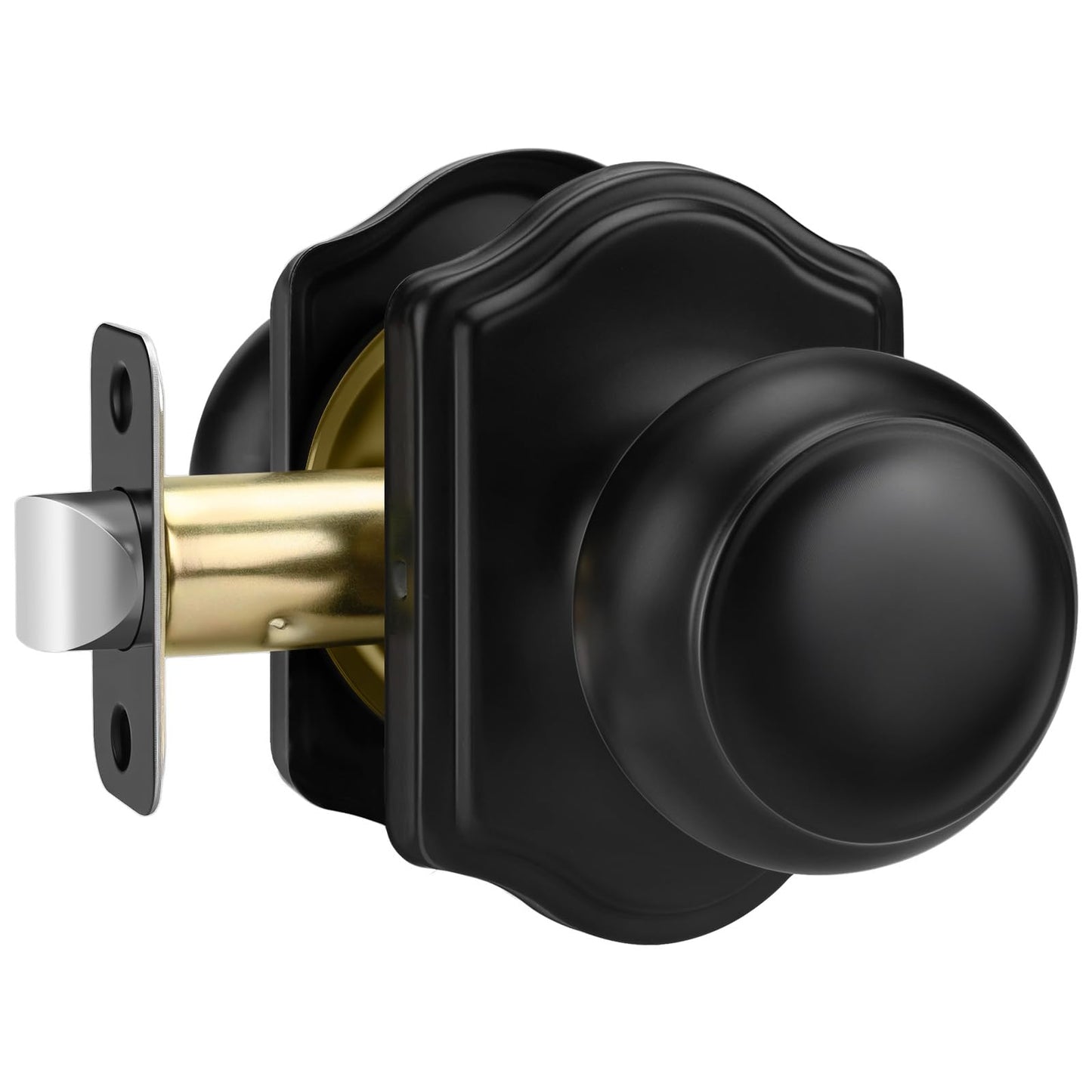 goldenwarm Closet Door Knob with Lock, Black Door Knobs Passage Doors Lock, Reversible Handle with Lock for Left or Right Keyless Bathroom/Bedroom,Modern Home Décor(1 Pack)
