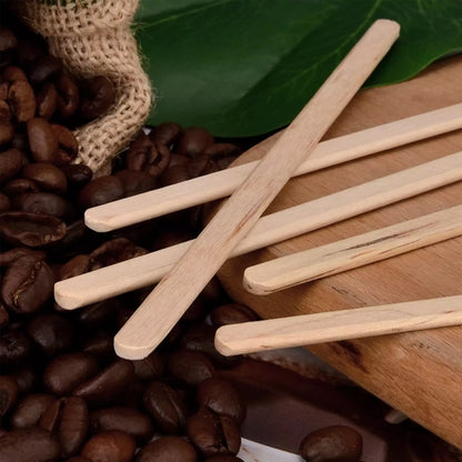 Eco Pack 1000Pcs Compostable Birch Wood Coffee Stir Sticks 7” Large Eco-Friendly Hot Drink Disposable Biodegradable Round End Coffee Bar Stirrers Recyclable Eco-Friendly Beverage Tea Sticks