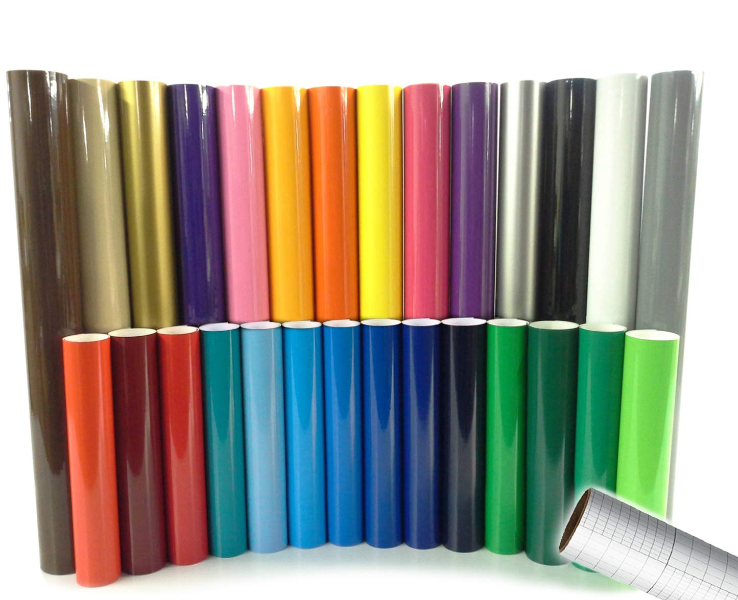 ORACAL 651 Gloss Craft Adhesive Vinyl 12 Inch x 30 Inch Multi-Color Roll Bundle for Silhouette, Cricut & Die-Cutting Machines Including 12 Inch x 30 Inch Roll of VViViD Clear Transfer Paper (10 Color Rolls)