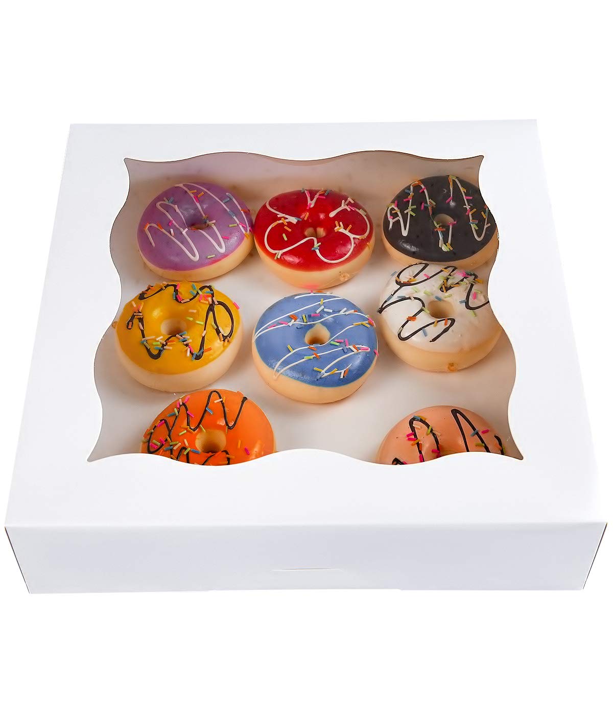 12"x12"x3" White Bakery Boxes with PVC Window for Pie and Cookies Boxes Large Natural White Paper Box,Pack of 12