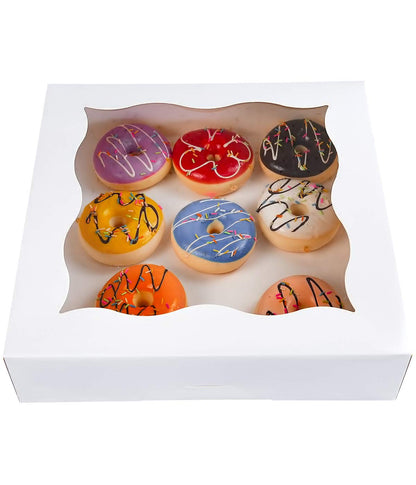 12"x12"x3" White Bakery Boxes with PVC Window for Pie and Cookies Boxes Large Natural White Paper Box,Pack of 12