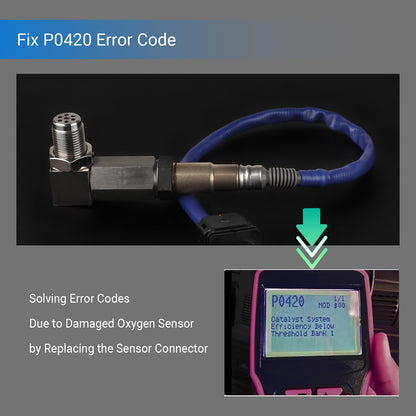 Abvefudo O2 Oxygen Sensor Spacer 90 Degree, P0420 CEL Fix Adapter for Check Engine Light, Universal M18 x 1.5 Connector, Right Angle Spacer for Catalytic Defouler