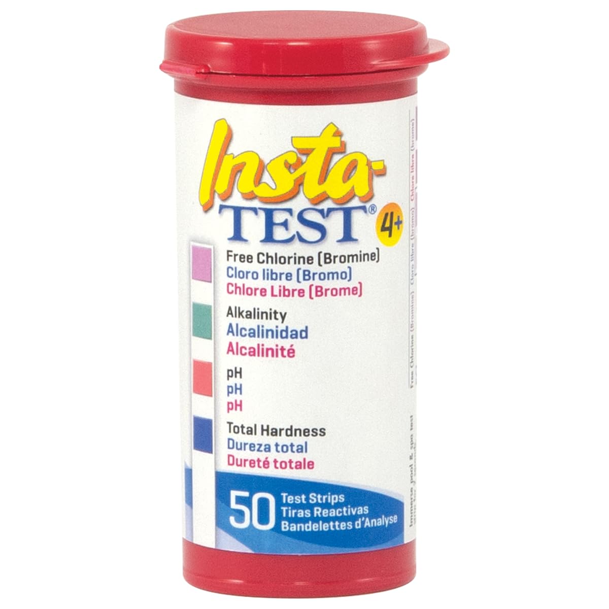 LaMotte Insta-Test 4 Plus, Free Chlorine, Bromine, Alkalinity, pH, Total Hardness Testing (50 strips)