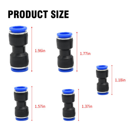 Hoypeyfiy 100pcs Quick Connect Air Hose Fittings for 4 6 8 10 12 mm Tube Quick Release Pneumatic Airline Connectors Plastic Straight Push to Connect Fitting (100Pcs)